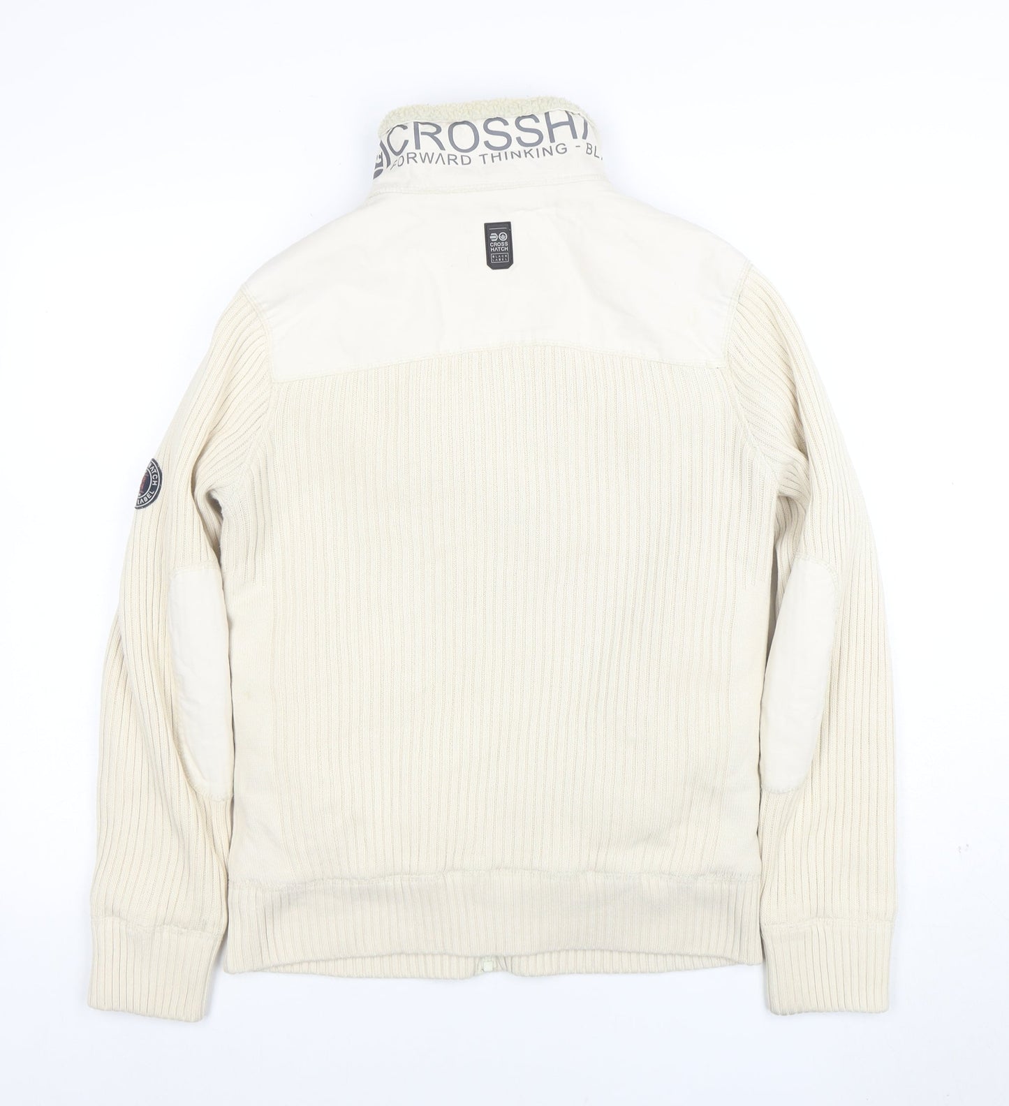 Mens UK Size M Crosshatch Beige Bomber Jacket