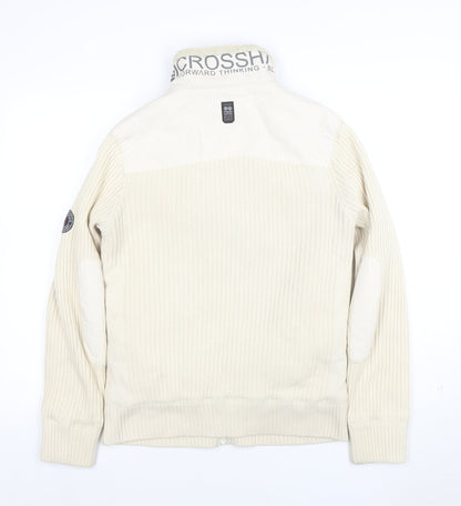 Mens UK Size M Crosshatch Beige Bomber Jacket