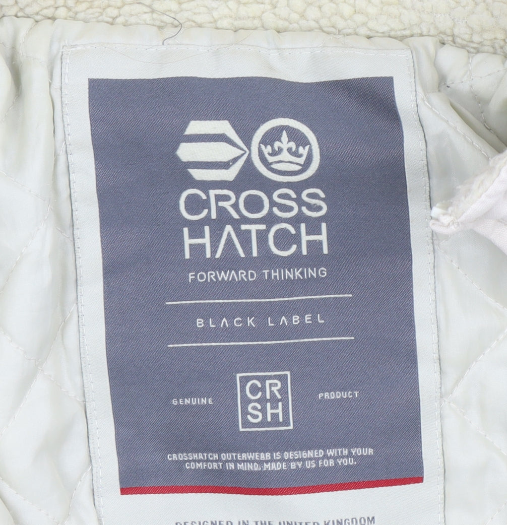Mens UK Size M Crosshatch Beige Bomber Jacket