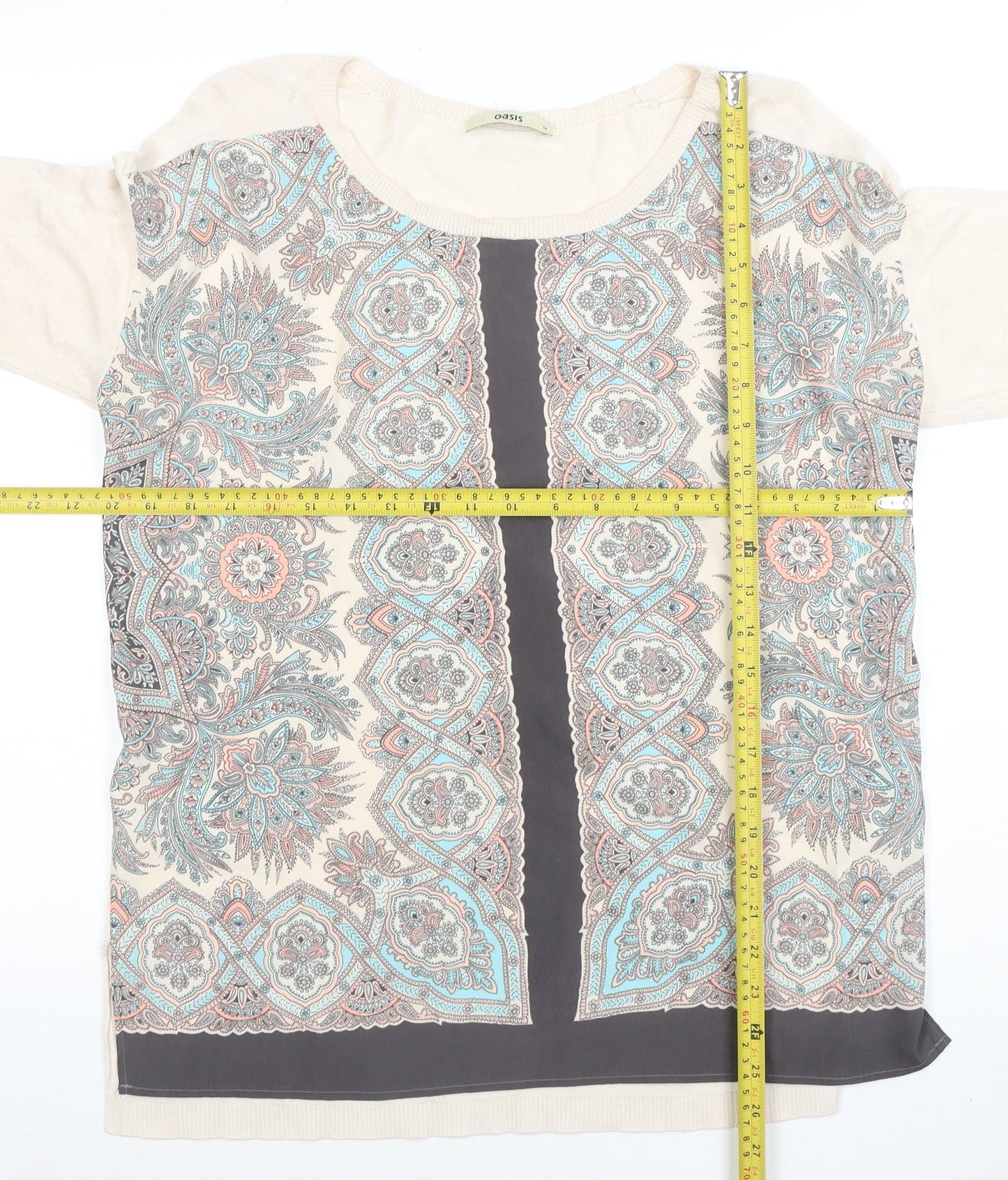 Womens UK Size M Oasis Beige Tunic Blouse
