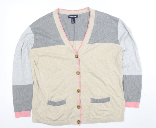 Womens UK Size M Lands' End Multicoloured Cardigan Jumper