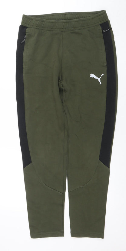 Mens UK Size M PUMA Regular Fit Jogger Green Trousers
