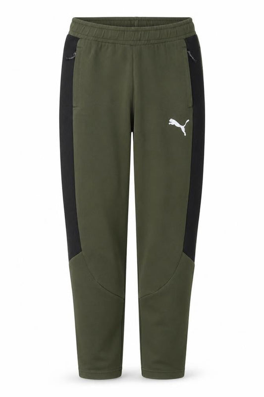Front view of Puma Men Green Jogger Trousers, size M, Regular Fit Activewear