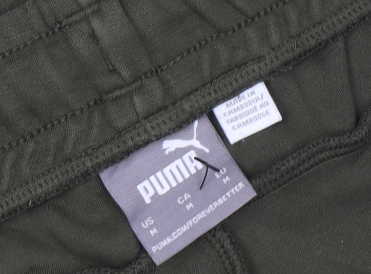 Mens UK Size M PUMA Regular Fit Jogger Green Trousers