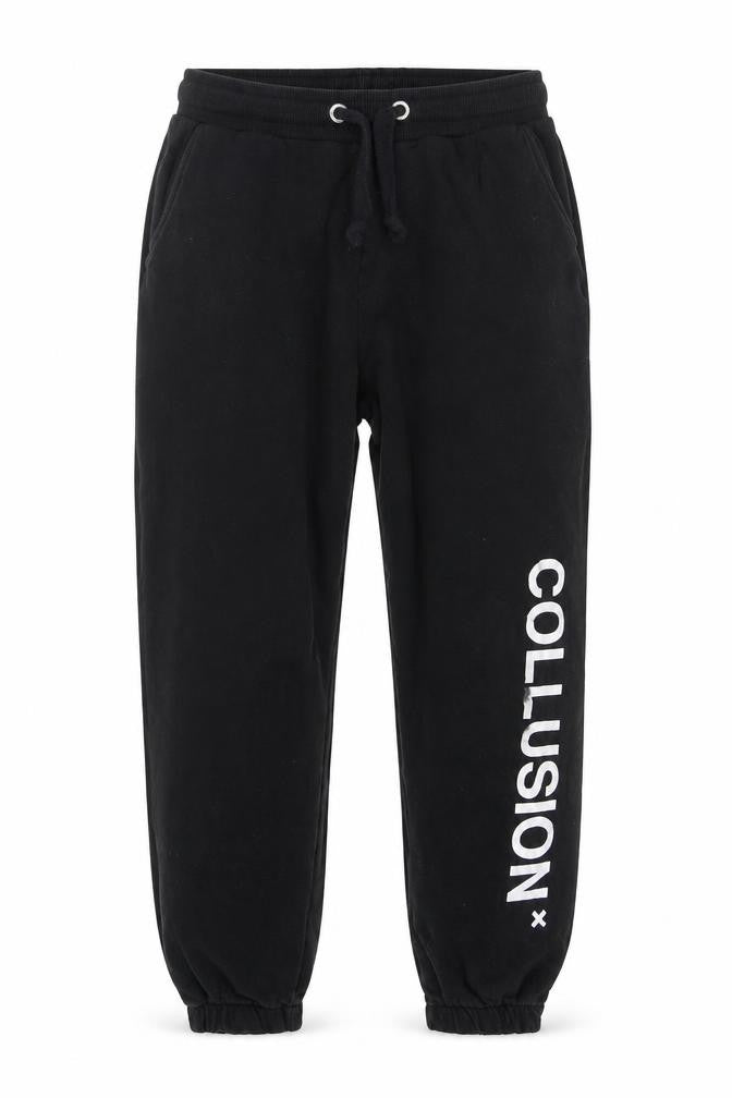 Mens UK Size S COLLUSION Relaxed Fit Jogger Black Trousers