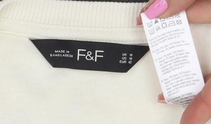 Womens UK Size 14 F&F Ivory Pullover Sweatshirt