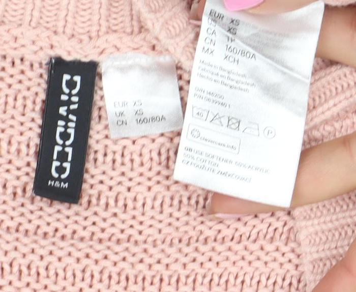 Womens UK Size 2XS H&M Pink Cardigan Jumper
