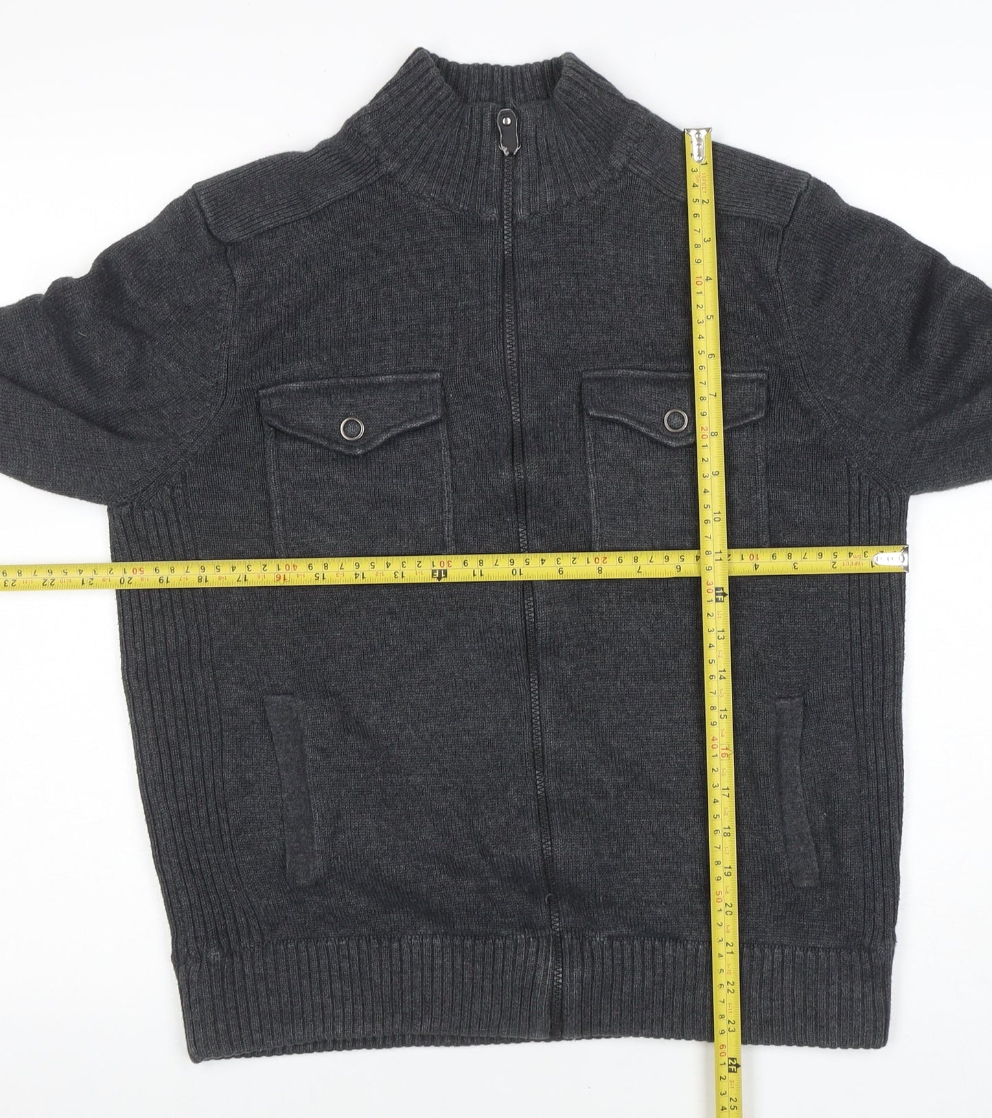 Mens UK Size M Marks and Spencer Grey Full Zip Jumper