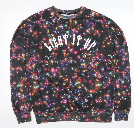Mens UK Size M H&M Divided Multicoloured Pullover Sweatshirt