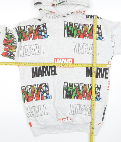 Marvel Boys Grey Pullover Hoodie 14-15 Years Superhero Print Cotton Blend