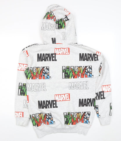 Marvel Boys Grey Pullover Hoodie 14-15 Years Superhero Print Cotton Blend