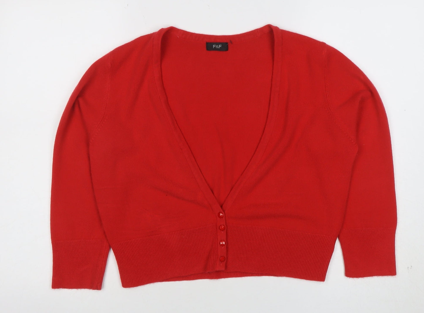 Womens UK Size 16 F&F Red Cardigan Jumper