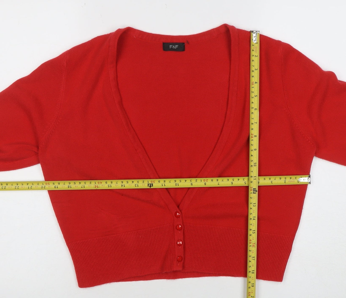 Womens UK Size 16 F&F Red Cardigan Jumper