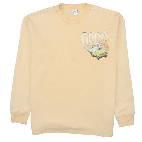 Womens UK Size L Zara Beige Pullover Sweatshirt