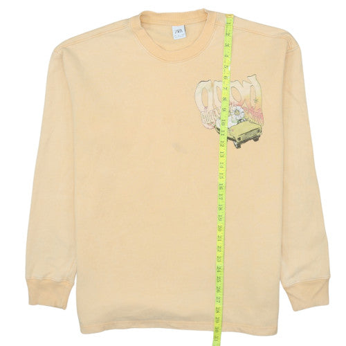 Womens UK Size L Zara Beige Pullover Sweatshirt