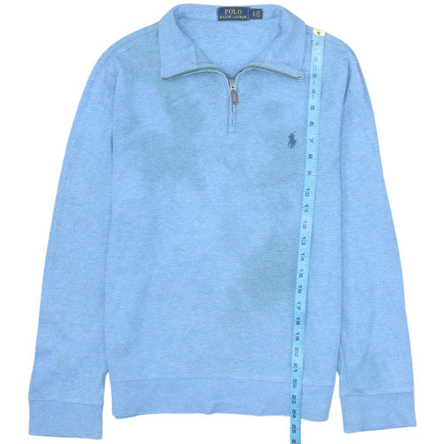 Mens UK Size S Ralph Lauren Blue 1/2 Zip Sweatshirt