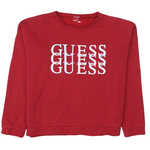 Womens UK Size M GUESS Red Pullover Sweatshirt