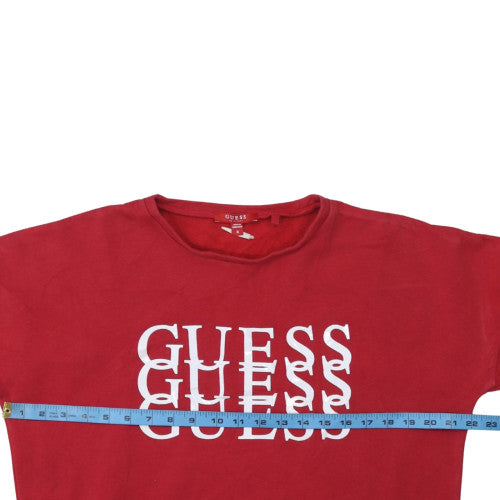Womens UK Size M GUESS Red Pullover Sweatshirt