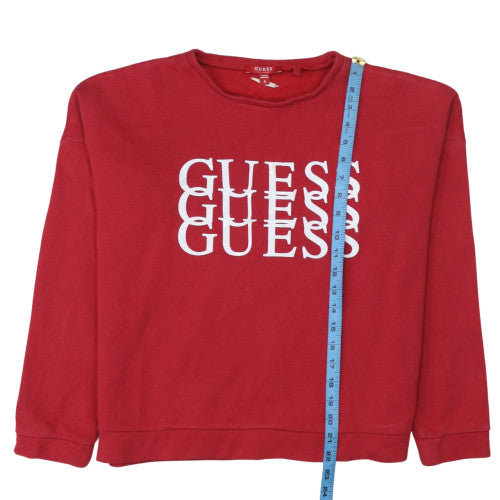 Womens UK Size M GUESS Red Pullover Sweatshirt