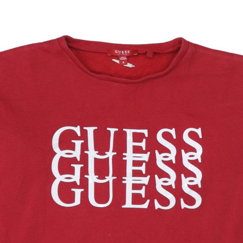 Womens UK Size M GUESS Red Pullover Sweatshirt