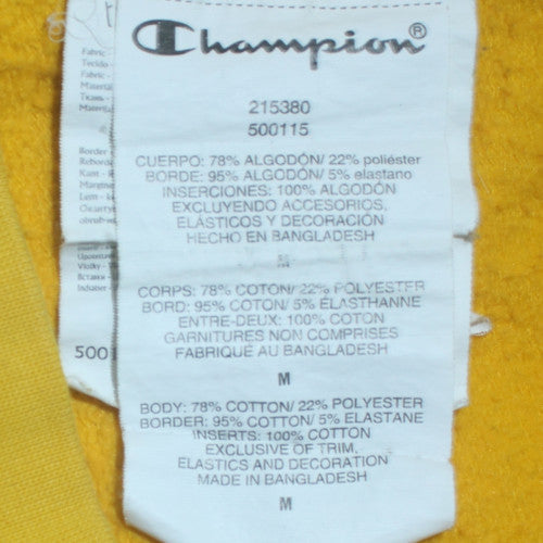 Mens UK Size M Champion Yellow Pullover Hoodie