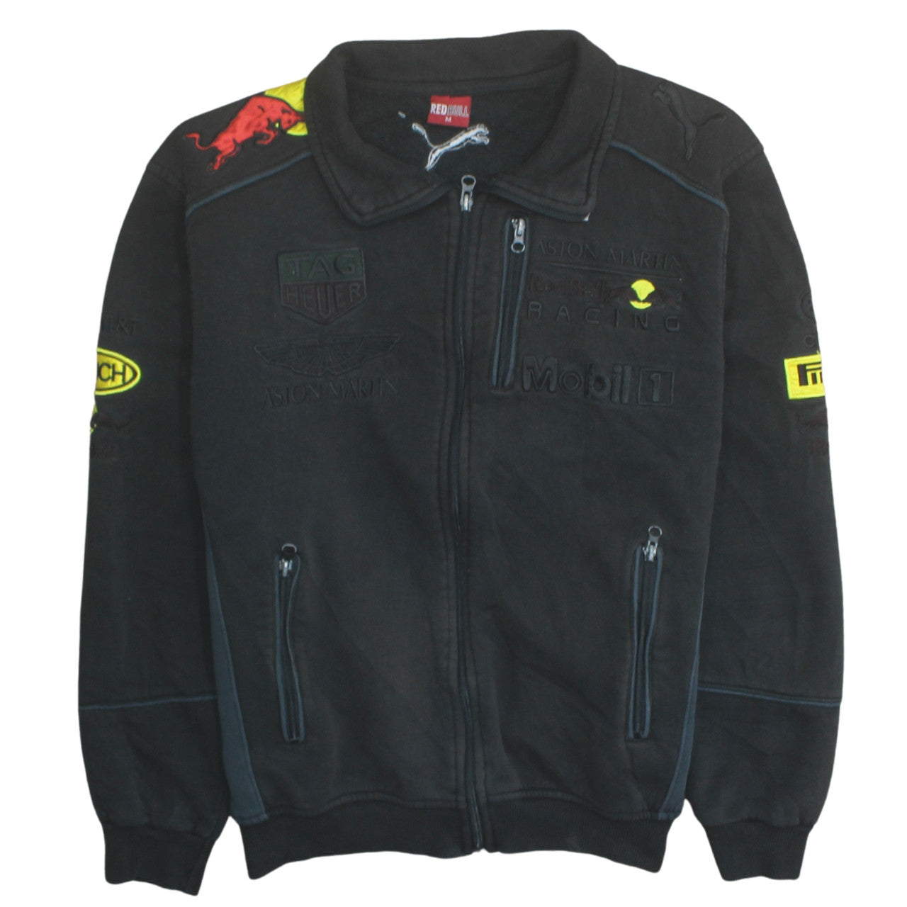 Mens UK Size M Red Bull Black Full Zip Sweatshirt