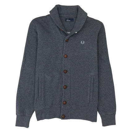 Mens UK Size M Fred Perry Grey Cardigan Sweatshirt