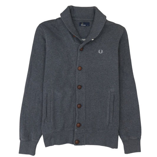 Mens UK Size M Fred Perry Grey Cardigan Sweatshirt
