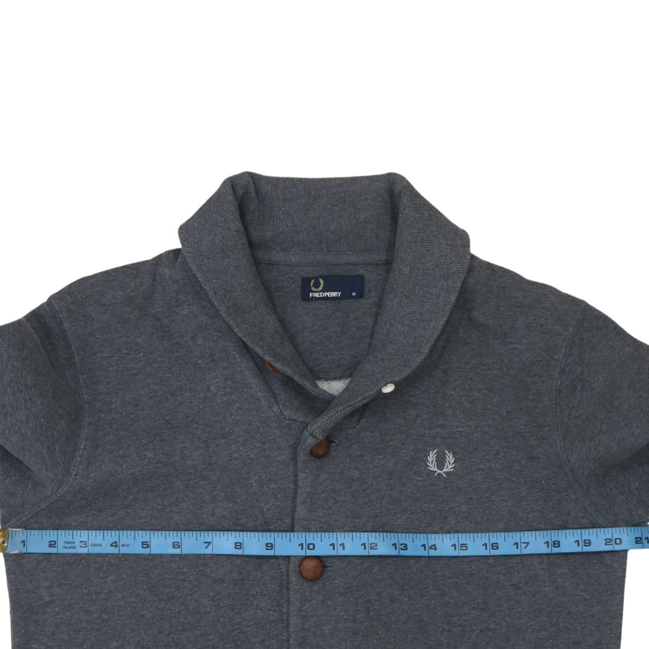 Mens UK Size M Fred Perry Grey Cardigan Sweatshirt