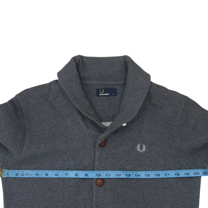 Mens UK Size M Fred Perry Grey Cardigan Sweatshirt