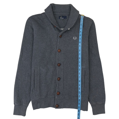 Mens UK Size M Fred Perry Grey Cardigan Sweatshirt