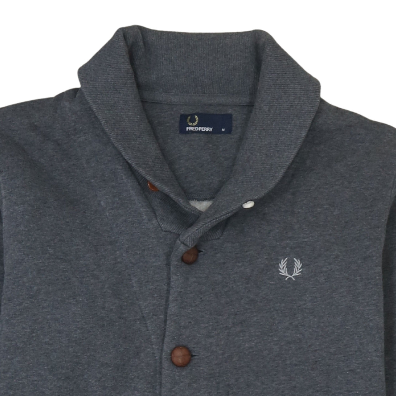 Mens UK Size M Fred Perry Grey Cardigan Sweatshirt