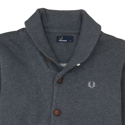 Mens UK Size M Fred Perry Grey Cardigan Sweatshirt
