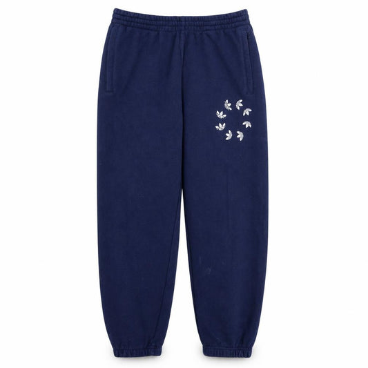 Front view of Adidas Men's Blue Regular Fit Fleece Sweatpants M Casual