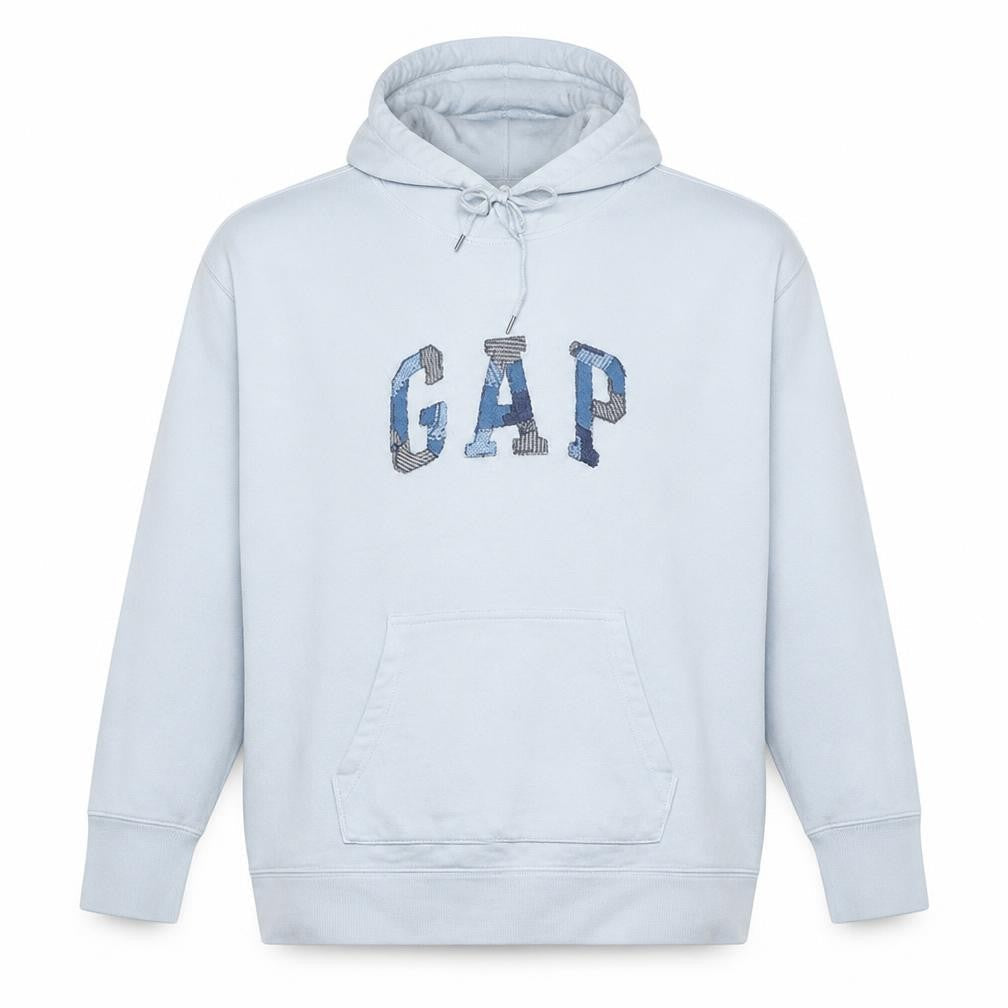 Gap Men's White Pullover Hoodie M Logo Fleece Hooded Sweatshirt