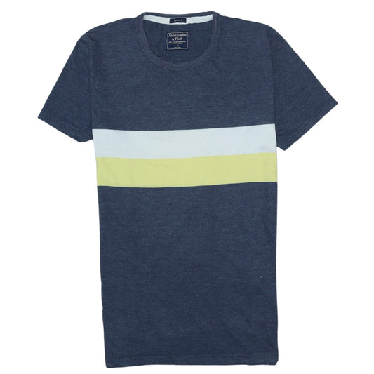 Abercrombie & Fitch Men's Blue Stripe Crew Neck Muscle Fit T-Shirt Size M