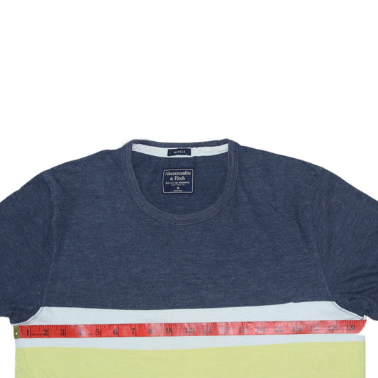 Abercrombie & Fitch Men's Blue Stripe Crew Neck Muscle Fit T-Shirt Size M