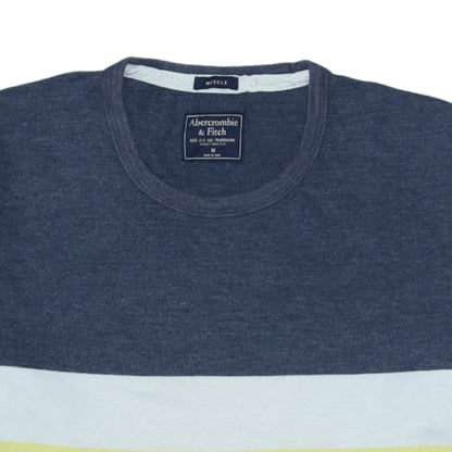 Abercrombie & Fitch Men's Blue Stripe Crew Neck Muscle Fit T-Shirt Size M