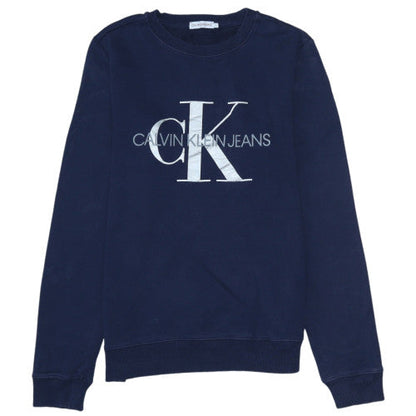 Calvin Klein Jeans Boys Navy Blue Logo Crew Neck Sweatshirt Size 16