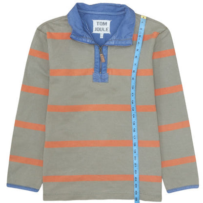 Joules Men's Green Striped Long Sleeve 1/4 Zip Polo Shirt Size M