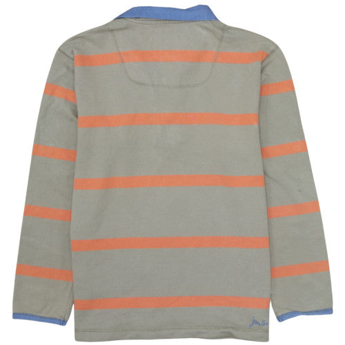 Joules Men's Green Striped Long Sleeve 1/4 Zip Polo Shirt Size M