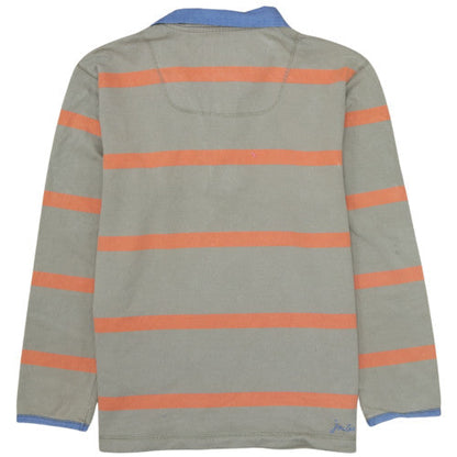 Joules Men's Green Striped Long Sleeve 1/4 Zip Polo Shirt Size M