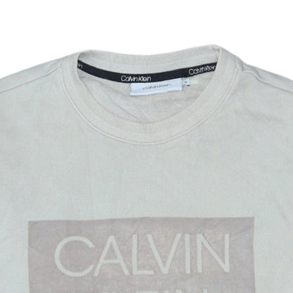 Mens UK Size M Calvin Klein Beige Pullover Sweatshirt