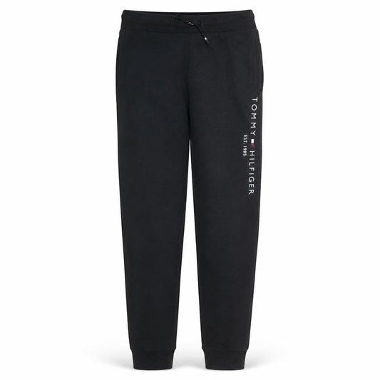 Front view of Tommy Hilfiger women’s black cotton jogger sweatpants, size UK 14