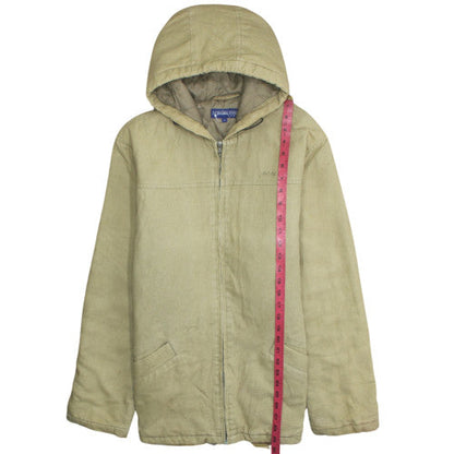 Review Base Men's Beige Hooded Cotton Full Zip Jacket M