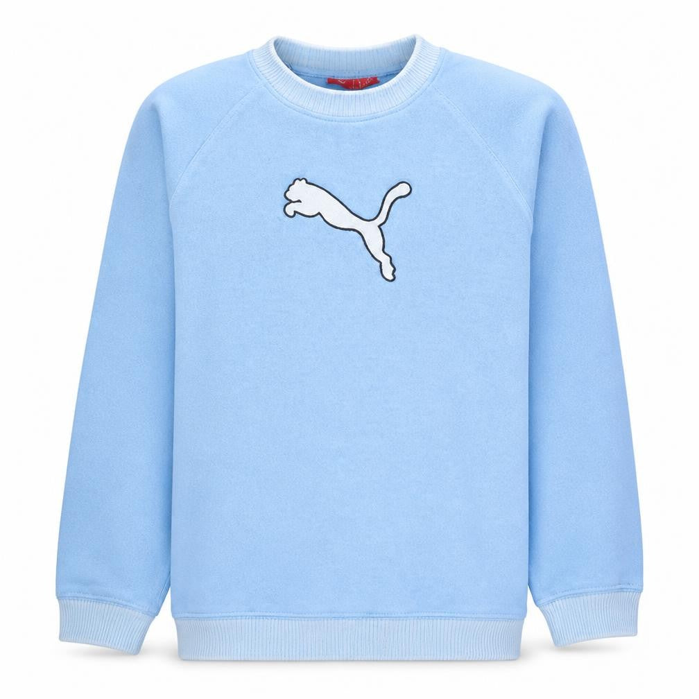 Front view of Puma boys’ blue crew neck sweatshirt xl (14-15 years) cotton blend