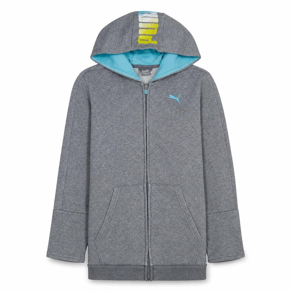 Puma Boys Grey Full Zip Hoodie Age 13-14 Years Cotton Blend