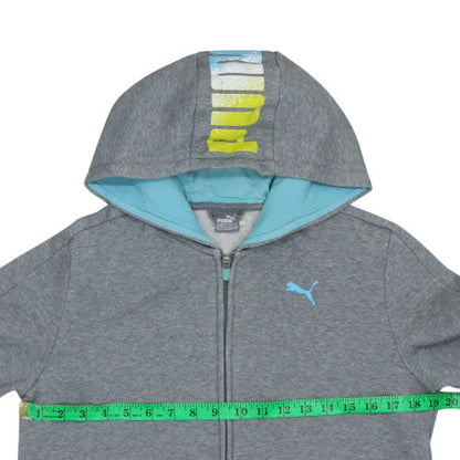 Puma Boys Grey Full Zip Hoodie Age 13-14 Years Cotton Blend