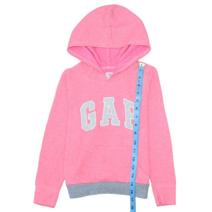 GAP Kids Girls Pink Pullover Hoodie Size 6-7 Years Cotton Blend Logo Design