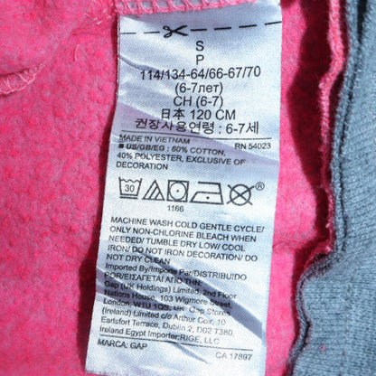 GAP Kids Girls Pink Pullover Hoodie Size 6-7 Years Cotton Blend Logo Design